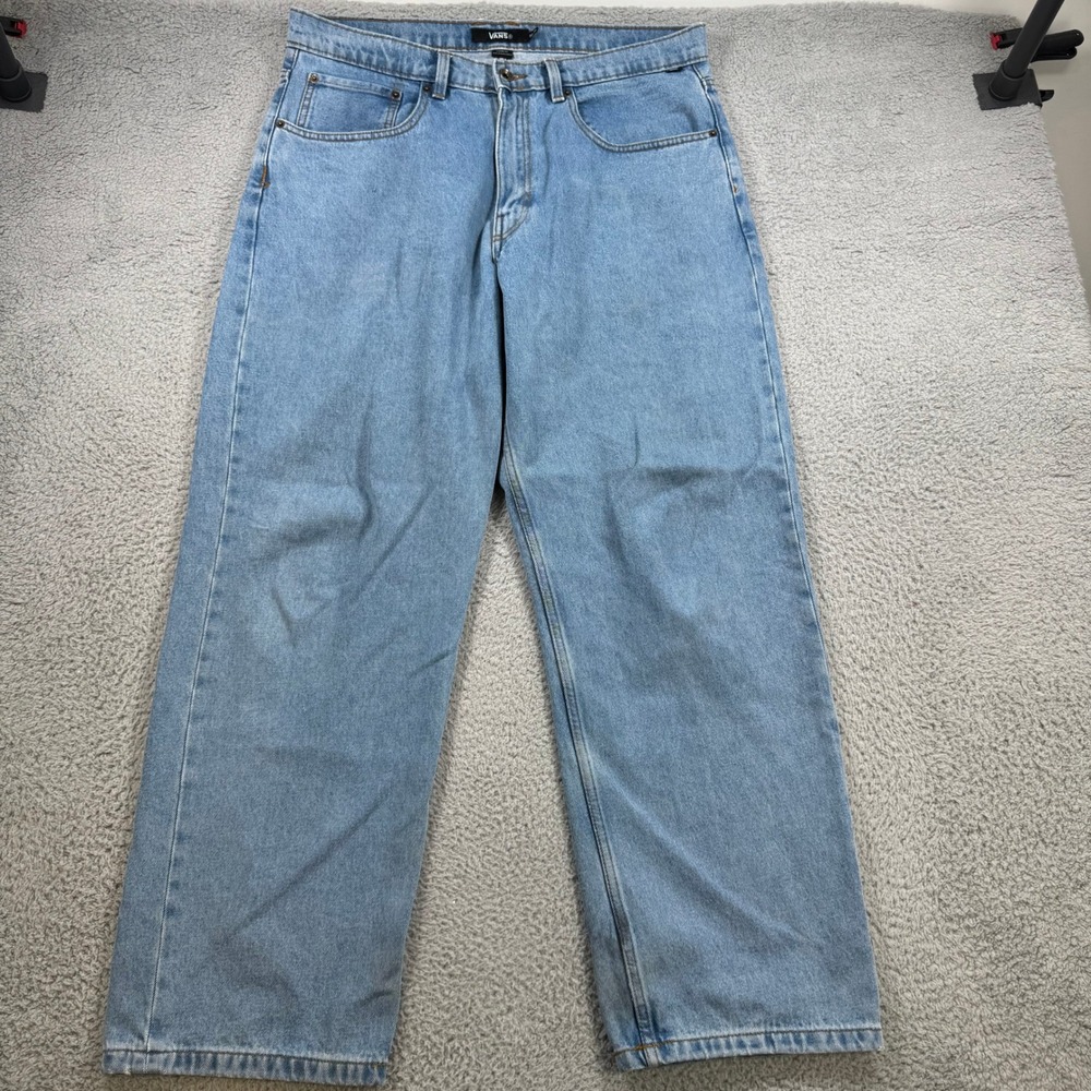 Vans‎ Mens Loose Fit Baggy Jeans Light Wash Blue Denim Skater 36x32 VN0A5FP9LAV